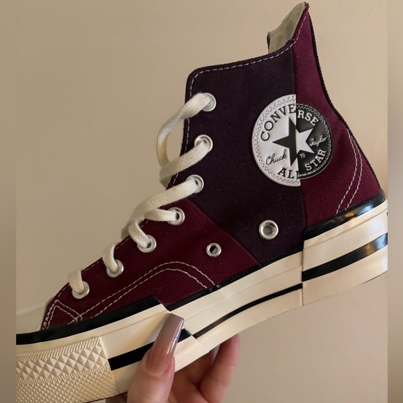 Converse Shoes - Converse High Top Platform Sneaker - Burgundy and Black Trim